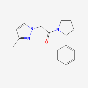 molecular formula C18H23N3O B7494145 2-(3,5-Dimethylpyrazol-1-yl)-1-[2-(4-methylphenyl)pyrrolidin-1-yl]ethanone 
