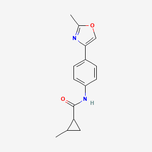 molecular formula C15H16N2O2 B7494296 2-methyl-N-[4-(2-methyl-1,3-oxazol-4-yl)phenyl]cyclopropane-1-carboxamide 