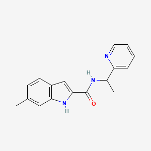 molecular formula C17H17N3O B7494370 6-methyl-N-(1-pyridin-2-ylethyl)-1H-indole-2-carboxamide 