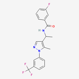 molecular formula C20H17F4N3O B7494380 3-fluoro-N-[1-[5-methyl-1-[3-(trifluoromethyl)phenyl]pyrazol-4-yl]ethyl]benzamide 