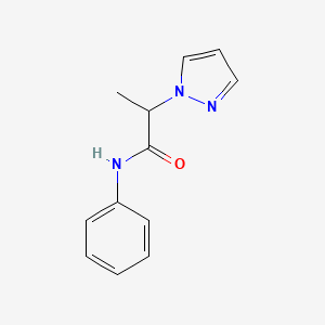 molecular formula C12H13N3O B7494415 N-phenyl-2-pyrazol-1-ylpropanamide 