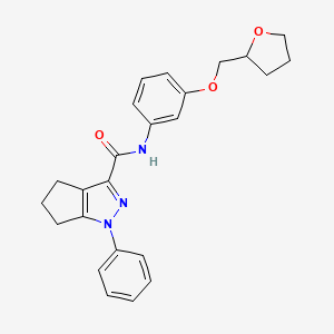 molecular formula C24H25N3O3 B7494428 N-[3-(oxolan-2-ylmethoxy)phenyl]-1-phenyl-5,6-dihydro-4H-cyclopenta[c]pyrazole-3-carboxamide 