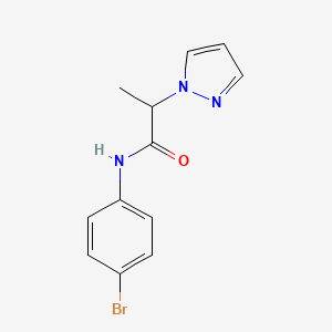 molecular formula C12H12BrN3O B7494444 N-(4-bromophenyl)-2-pyrazol-1-ylpropanamide 