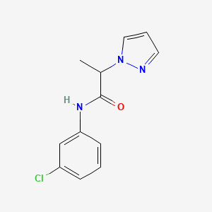 molecular formula C12H12ClN3O B7494480 N-(3-chlorophenyl)-2-pyrazol-1-ylpropanamide 