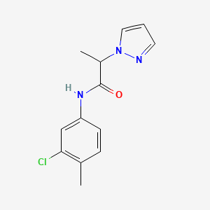 molecular formula C13H14ClN3O B7494491 N-(3-chloro-4-methylphenyl)-2-pyrazol-1-ylpropanamide 