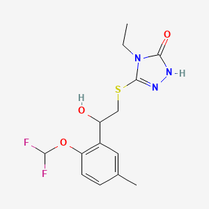 molecular formula C14H17F2N3O3S B7494547 3-[2-[2-(difluoromethoxy)-5-methylphenyl]-2-hydroxyethyl]sulfanyl-4-ethyl-1H-1,2,4-triazol-5-one 