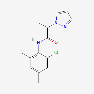 molecular formula C14H16ClN3O B7494554 N-(2-chloro-4,6-dimethylphenyl)-2-pyrazol-1-ylpropanamide 