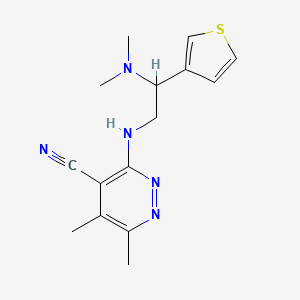 molecular formula C15H19N5S B7494605 3-[[2-(Dimethylamino)-2-thiophen-3-ylethyl]amino]-5,6-dimethylpyridazine-4-carbonitrile 