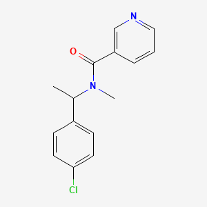 molecular formula C15H15ClN2O B7494807 N-[1-(4-chlorophenyl)ethyl]-N-methylpyridine-3-carboxamide 