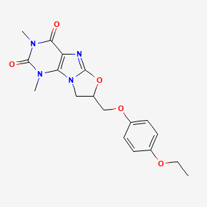 molecular formula C18H20N4O5 B7494888 7-[(4-Ethoxyphenoxy)methyl]-1,3-dimethyl-7,8-dihydropurino[8,9-b][1,3]oxazole-2,4-dione 