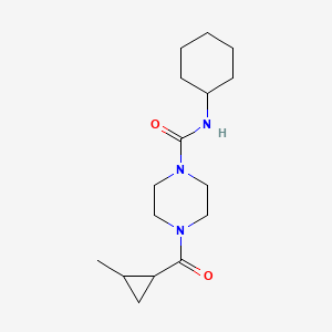 molecular formula C16H27N3O2 B7494928 N-cyclohexyl-4-(2-methylcyclopropanecarbonyl)piperazine-1-carboxamide 