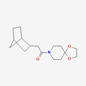 molecular formula C16H25NO3 B7494944 2-(2-Bicyclo[2.2.1]heptanyl)-1-(1,4-dioxa-8-azaspiro[4.5]decan-8-yl)ethanone 