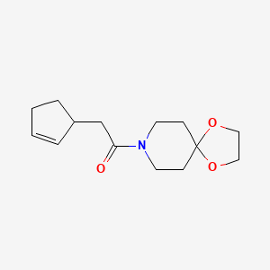 molecular formula C14H21NO3 B7494950 2-Cyclopent-2-en-1-yl-1-(1,4-dioxa-8-azaspiro[4.5]decan-8-yl)ethanone 