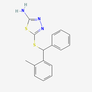 molecular formula C16H15N3S2 B7494985 5-[(2-Methylphenyl)-phenylmethyl]sulfanyl-1,3,4-thiadiazol-2-amine 