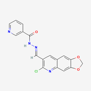 molecular formula C17H11ClN4O3 B7495012 N'-[(E)-(6-chloro[1,3]dioxolo[4,5-g]quinolin-7-yl)methylidene]pyridine-3-carbohydrazide 