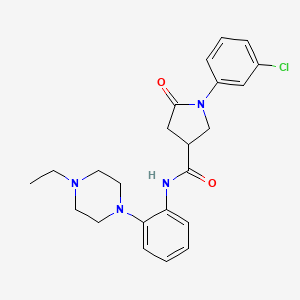 molecular formula C23H27ClN4O2 B7495094 1-(3-chlorophenyl)-N-[2-(4-ethylpiperazin-1-yl)phenyl]-5-oxopyrrolidine-3-carboxamide 