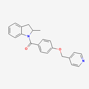 molecular formula C22H20N2O2 B7495125 (2-Methyl-2,3-dihydroindol-1-yl)-[4-(pyridin-4-ylmethoxy)phenyl]methanone 