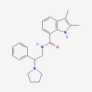molecular formula C23H27N3O B7495136 2,3-dimethyl-N-(2-phenyl-2-pyrrolidin-1-ylethyl)-1H-indole-7-carboxamide 