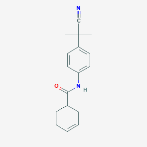 molecular formula C17H20N2O B7495171 N-[4-(2-cyanopropan-2-yl)phenyl]cyclohex-3-ene-1-carboxamide 