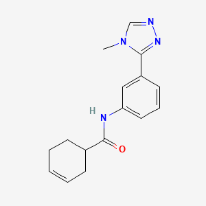 molecular formula C16H18N4O B7495178 N-[3-(4-methyl-1,2,4-triazol-3-yl)phenyl]cyclohex-3-ene-1-carboxamide 