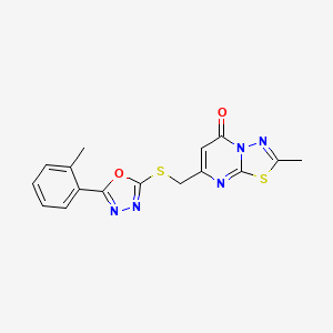 molecular formula C16H13N5O2S2 B7495206 2-methyl-7-({[5-(2-methylphenyl)-1,3,4-oxadiazol-2-yl]thio}methyl)-5H-[1,3,4]thiadiazolo[3,2-a]pyrimidin-5-one 