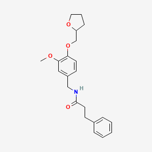 molecular formula C22H27NO4 B7495218 N-[[3-methoxy-4-(oxolan-2-ylmethoxy)phenyl]methyl]-3-phenylpropanamide 