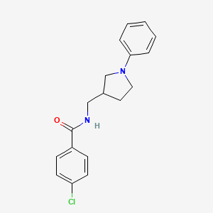 4-chloro-N-[(1-phenylpyrrolidin-3-yl)methyl]benzamide