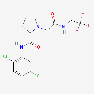 molecular formula C15H16Cl2F3N3O2 B7495318 N-(2,5-dichlorophenyl)-1-[2-oxo-2-(2,2,2-trifluoroethylamino)ethyl]pyrrolidine-2-carboxamide 