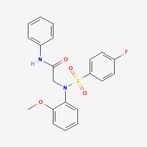 2-(N-(4-fluorophenyl)sulfonyl-2-methoxyanilino)-N-phenylacetamide