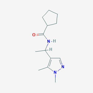 molecular formula C13H21N3O B7495400 N-[1-(1,5-dimethylpyrazol-4-yl)ethyl]cyclopentanecarboxamide 