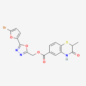[5-(5-bromofuran-2-yl)-1,3,4-oxadiazol-2-yl]methyl 2-methyl-3-oxo-4H-1,4-benzothiazine-6-carboxylate
