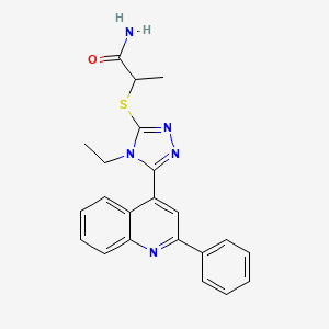 2-[[4-Ethyl-5-(2-phenylquinolin-4-yl)-1,2,4-triazol-3-yl]sulfanyl]propanamide