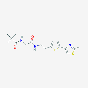 molecular formula C17H23N3O2S2 B7495458 2,2-dimethyl-N-[2-[2-[5-(2-methyl-1,3-thiazol-4-yl)thiophen-2-yl]ethylamino]-2-oxoethyl]propanamide 