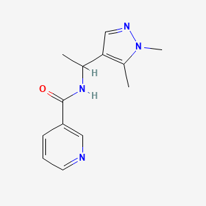 molecular formula C13H16N4O B7495466 N-[1-(1,5-dimethylpyrazol-4-yl)ethyl]pyridine-3-carboxamide 