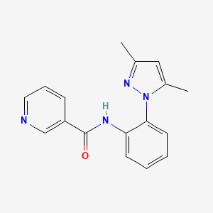 molecular formula C17H16N4O B7495482 N-[2-(3,5-dimethylpyrazol-1-yl)phenyl]pyridine-3-carboxamide 