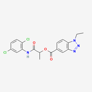 molecular formula C18H16Cl2N4O3 B7495488 [1-(2,5-Dichloroanilino)-1-oxopropan-2-yl] 1-ethylbenzotriazole-5-carboxylate 