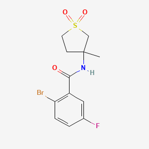 molecular formula C12H13BrFNO3S B7495526 2-bromo-5-fluoro-N-(3-methyl-1,1-dioxothiolan-3-yl)benzamide 