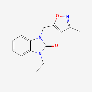 molecular formula C14H15N3O2 B7495534 1-Ethyl-3-[(3-methyl-1,2-oxazol-5-yl)methyl]benzimidazol-2-one 