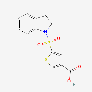 molecular formula C14H13NO4S2 B7495548 5-[(2-Methyl-2,3-dihydroindol-1-yl)sulfonyl]thiophene-3-carboxylic acid 