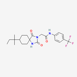 molecular formula C22H28F3N3O3 B7495578 2-[8-(2-methylbutan-2-yl)-2,4-dioxo-1,3-diazaspiro[4.5]decan-3-yl]-N-[4-(trifluoromethyl)phenyl]acetamide 