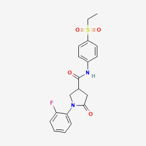 molecular formula C19H19FN2O4S B7495610 N-(4-ethylsulfonylphenyl)-1-(2-fluorophenyl)-5-oxopyrrolidine-3-carboxamide 