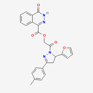 [2-[3-(furan-2-yl)-5-(4-methylphenyl)-3,4-dihydropyrazol-2-yl]-2-oxoethyl] 4-oxo-3H-phthalazine-1-carboxylate