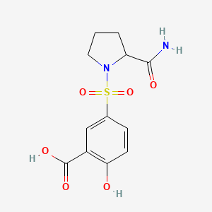 molecular formula C12H14N2O6S B7495636 5-(2-Carbamoylpyrrolidin-1-yl)sulfonyl-2-hydroxybenzoic acid 