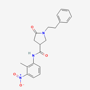 molecular formula C20H21N3O4 B7495652 N-(2-methyl-3-nitrophenyl)-5-oxo-1-(2-phenylethyl)pyrrolidine-3-carboxamide 