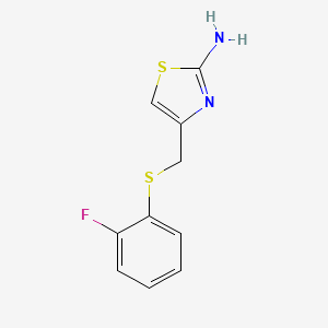 molecular formula C10H9FN2S2 B7495664 4-[(2-Fluorophenyl)sulfanylmethyl]-1,3-thiazol-2-amine 