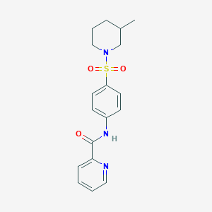 molecular formula C18H21N3O3S B7495688 N-[4-(3-methylpiperidin-1-yl)sulfonylphenyl]pyridine-2-carboxamide 