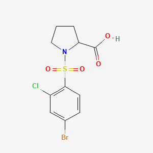 molecular formula C11H11BrClNO4S B7495691 1-(4-Bromo-2-chlorophenyl)sulfonylpyrrolidine-2-carboxylic acid 