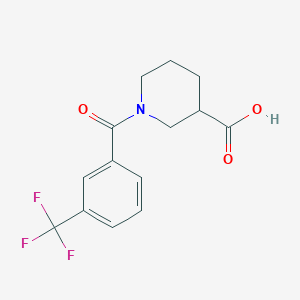 molecular formula C14H14F3NO3 B7495706 1-[3-(Trifluoromethyl)benzoyl]piperidine-3-carboxylic acid 