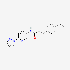 molecular formula C19H20N4O B7495757 3-(4-ethylphenyl)-N-(6-pyrazol-1-ylpyridin-3-yl)propanamide 