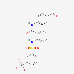 molecular formula C22H17F3N2O4S B7495814 N-(4-acetylphenyl)-2-[[3-(trifluoromethyl)phenyl]sulfonylamino]benzamide 